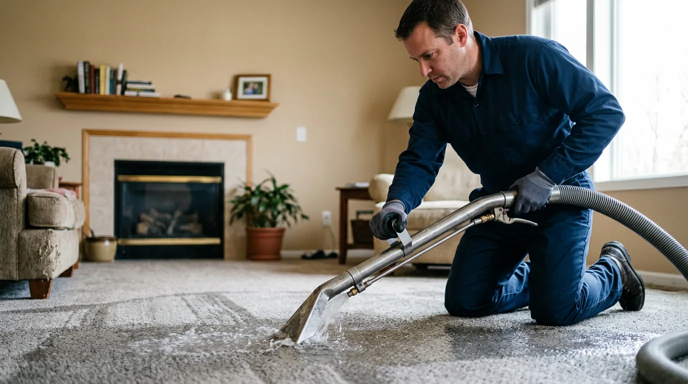 Water damage restoration technician working near Marietta, OK